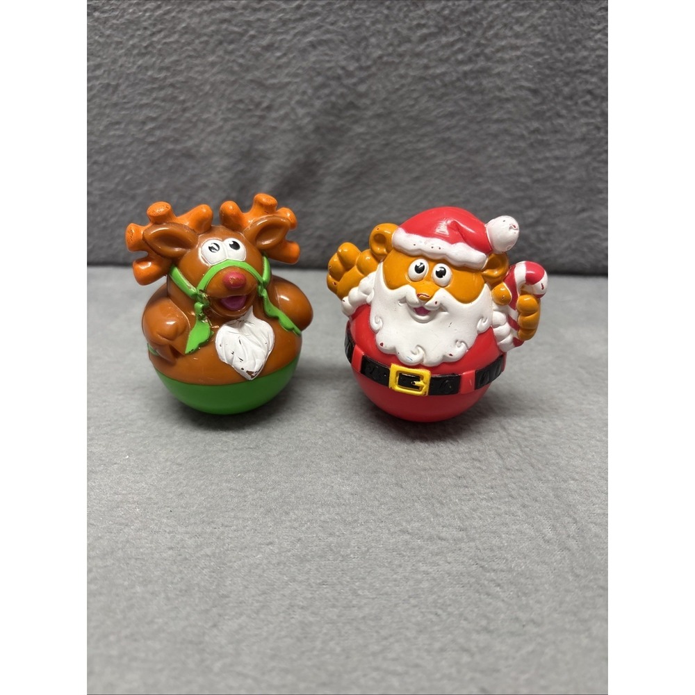 Playskool Weebles Lot Of 2‎ Christmas Santa Red Nosed Reindeer 2005 Vintage Toys